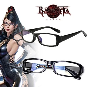 Game Bayonetta Cosplay Glasses Black Eyeglass Frame Retro Protection Eye Flat  - Picture 1 of 9