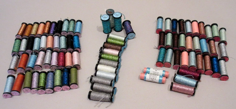Lot of 86 Misc KREINIK Metallic Thread-#4,#8,#12,#16,Bldg Filament & 1/16 Ribbon - Image 1 of 4