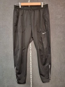 nike dri fit track pants mens size large black jogger running active zip pockets - Foto 1 di 10