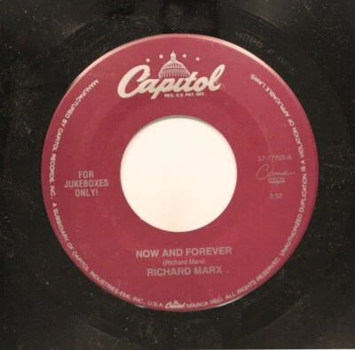 Rock 45 Richard Marx - Now And Forever / Hazard(Live) On Capitol - Image 1 of 2