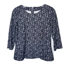 J. Crew Peplum Top Women Size Small Black White Floral Lace Style 07962 - Picture 1 of 12
