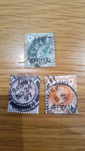 GB QV 3 X Different Army Official Overprint Stamps Combine Postage - Picture 1 of 1