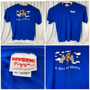 T-shirt vintage Mystic Pizza A Slice of Heaven 2XL anni '80 film doppio lato blu - Foto 1 di 9
