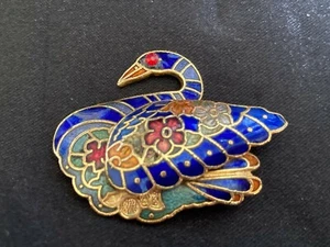 BEAUTIFUL STUNNING SWAN PIN BADGE BIRD BRIGHT COLOURS CLOISONNE ENAMEL BROOCH - Imagen 1 de 4