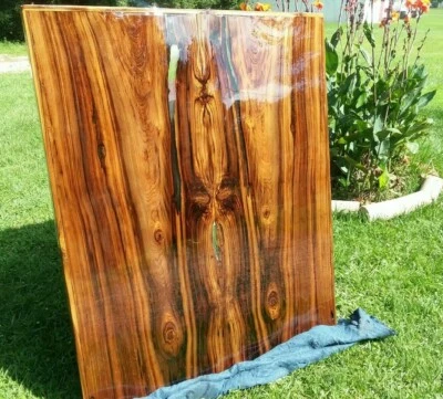 Bookmatched REAL Old Growth Ancient Sinker Cypress Burl Wood Dining Table w/Base - Image 1 of 4