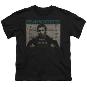 Supernatural Kids T-Shirt Dean Winchester Mug Shot Black Tee