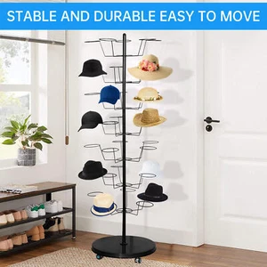 7 Tier 35 Hats Rotating Hat Display Rack Metal Floor Caps Headwear Stand White - Picture 1 of 8