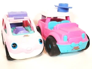 Fisher price little people Pink talking minivan & suv jeep surfboard Lot of 2 - Picture 1 of 11