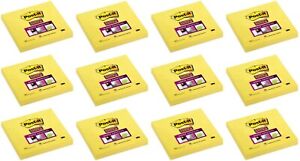 Post-It Super Sticky Notes Ultra Yellow 3" x 3" 90 Sheets Per Pad  - 12 Pack