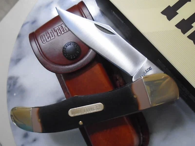 Cuchillo plegable grande Old Timer Mustang Sawcut Delrin y funda de cuero 125OT 9,25" Foto 1 de 4