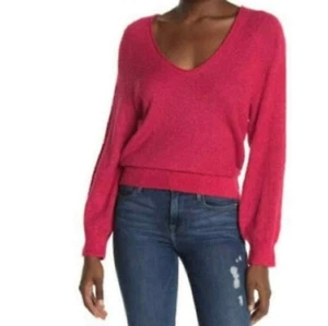 Abound Boucle Knit Long Sleeve Sweater V-Neck Pink Womens XXS NWT - Picture 1 of 11
