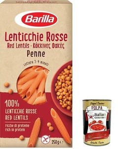 3x Barilla Pasta Penne di Lenticchie Rosse,Rote Linsen,Glutenfre 250g+Polpa 400g - Bild 1 von 1