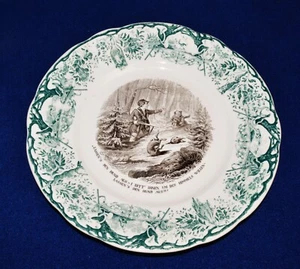 Vintage VILLEROY & BOCH Porcelain Green/Black LASSEN'S RABBIT HUNT 8 1/4" Plate - Picture 1 of 3