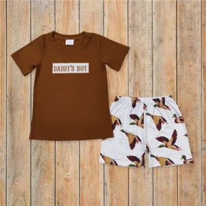 Baby Girls Daddy's Father's Day Duck Summer Sibling Shorts Clothes Sets - Picture 1 of 5