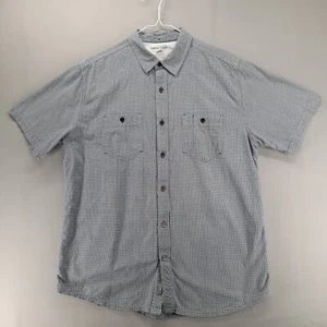 Horny Toad Shirt Men L Blue White Gingham Organic Cotton Short Sleeve Button Up  - Picture 1 of 9