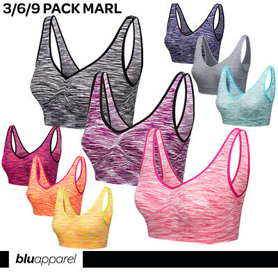3 Pack Seamless Bras Comfort Marl Full Cup Non-Wired Stretch Unpadded Crop Top • 8.47€