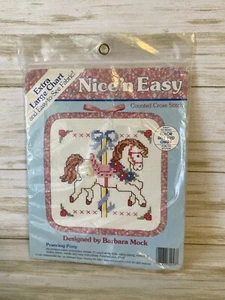 New Nice N Easy Counted Cross Stitch Prancing Pony Carousel Barbara Mock Kit - Picture 1 of 2