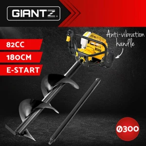 Giantz Post Hole Digger 82CC Petrol Drill Fence Borer 300mm Auger Extension Bits - Picture 1 of 8