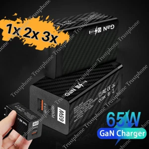 65W GaN Charger USB QC 3.0 PD Fast Charge Adapter for iPhone iPad Samsung Xiaomi - Picture 1 of 12