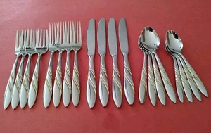 20 Stck. Pfaltzgraff GOLDEN CROSSCREEK Edelstahl 4 x 5 Stck. Gedecke Korea Swirl - Bild 1 von 13