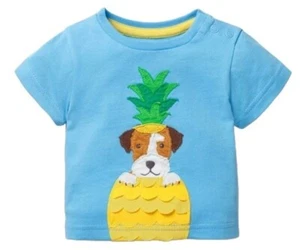 Baby Boden Kids Short Sleeve Fun Applique T-Shirt in Blue Pineapple Dog - Picture 1 of 4