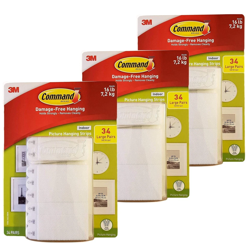 Command Indoor Picture Hanging Strips 34 Large Pairs, 68 Total Strips (3 Pack) - Image 1 of 1