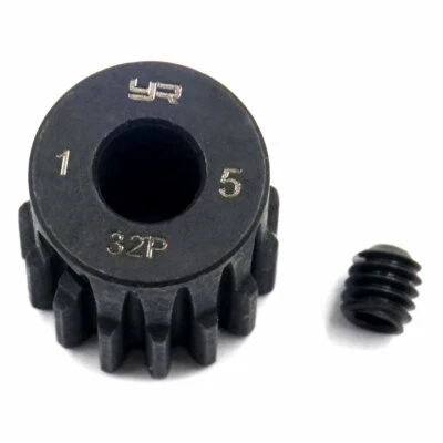 Yeah Racing MG-32003 HD Steel 5mm Bore Motor Pinion Gear 32 Pitch 15 Teeth - Image 1 of 2