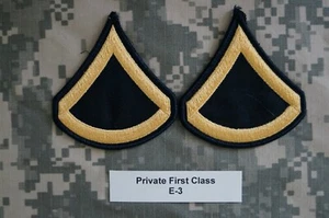 VESTIDO FEMENINO DEL EJÉRCITO DE EE. UU. AZUL Uniforme Privado Primera Clase E-3 Rayas Parche USADO - Imagen 1 de 1