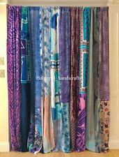 4 Pcs Indian Sari Patchwork Curtain Drape Window Decor Multi Silk Sari Curtain