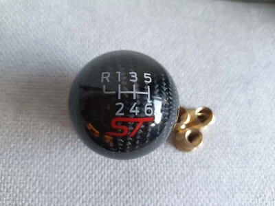 ST CARBON SHIFT GEAR KNOB FORD FOCUS MK3 MK4 RS FIESTA FUSION ECOSPORT TRANSIT - Image 1 of 4