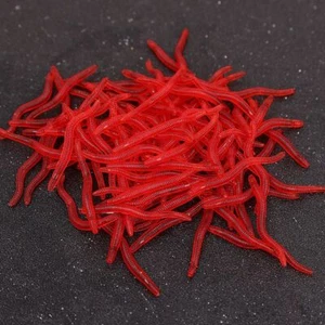 Red Worm Soft Lure Earthworm Ice Winter Fishing Silicone Artificial - Picture 1 of 14