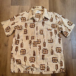 Vintage 60s 70s Hawaiian Shirt Mens Medium Butterfly Print Hippie Surf USA Made - Picture 1 of 8