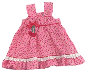 Austin & Ashley Girls Pink Cherry Spring Sundress Lace & Bow Accents Size 12 M - Picture 1 of 5