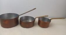 Vintage  Kitchenalia Graduated Set of 3 Small Copper Cooking Pans