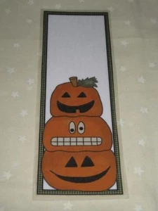 PRIMITIVE HALLOWEEN FALL PUMPKIN LAMINATED BOOKMARK  - Picture 1 of 1