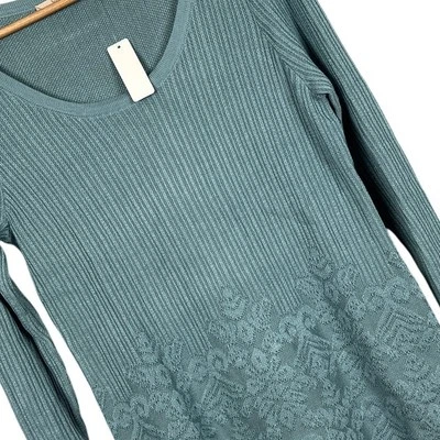 NWT Soft Surroundings Women’s XS Teal Aida Ribbed Elegant Tunic Chenille Sweater - Image 1 of 4