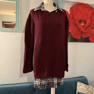 Suéter Top Lauren Ralph Lauren En Capas Borgoña Talla 2X - Imagen 1 de 10