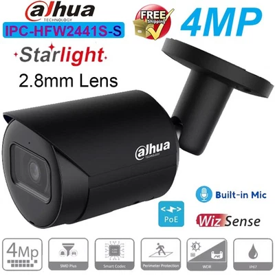 Dahua IPC-HFW2441S-S 4MP PoE WizSense SMD+ Built in MIC Bullet Security Camera - Image 1 of 4