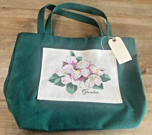 BORSA TOTE BAG IN TELA VERDE FLOREALE Greenbrier 1987 ~ grande ~ ottime condizioni - Foto 1 di 8