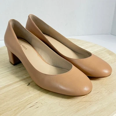 Zapatos para mujer Cole Haan de cuero rosa pálido/melocotón punta redonda tacones de gatito talla 8B Foto 1 de 4