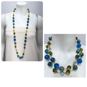 Collar Joan Rivers Piscinas de Luz LARGO Iridiscente Verde Azul Transparente 44" Largo - Imagen 1 de 8