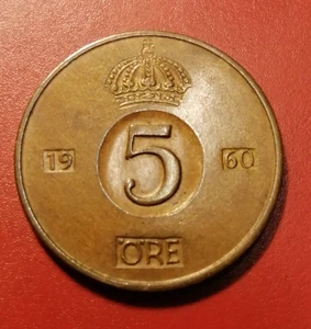 Suecia -5 Öre - Bronce - 1960 * Estado 1+ * - Foto 1 di 2