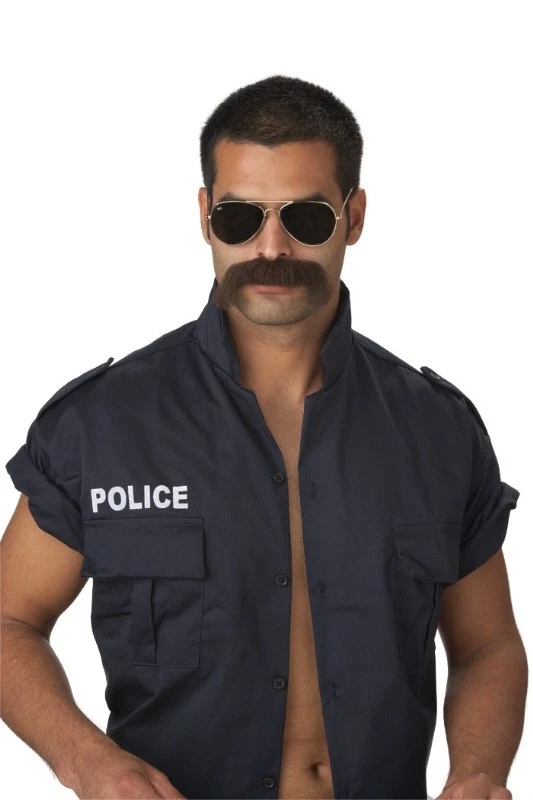 The Man Police Officer Adult Costume Moustache - Dark Brown - Image 1 of 1