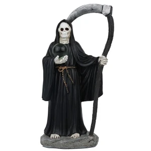Black 9" Holy Death Grim Reaper Skull Santa Muerte - Picture 1 of 3