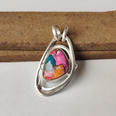 Impresionante Colgante Turquesa Rosa Cobre Plata de Ley 925 Diseñador Regalo PG8319 Foto 1 de 4