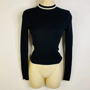 RARO maglione Aeropostale a righe finto collo anni 90 a costine nero bianco elasticizzato Y2K - Foto 1 di 3