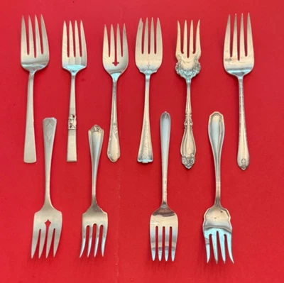Lote 10 Tenedores para Servir Carne Fría PULIDOS E IDENTIFICADOS Plateado Boda,Buffet Foto 1 de 4