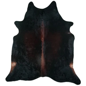 Premium Kuhfell Teppich XXL Rinderfell L210 x B180 cm schwarz braun - Bild 1 von 2
