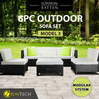 London Rattan 6pc Outdoor Furniture Setting Sofa Set Wicker Lounge Patio