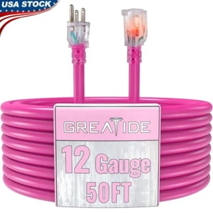 Cable de extensión exterior resistente de 50 pies extremo iluminado calibre 12 15 amperios listado por UL nuevo - Imagen 1 de 7